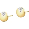Kolczyki z żółtego złota z diamentami - koła - 0,01 ct - próba 375