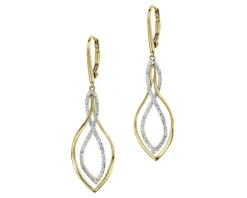 Kolczyki z żółtego złota z diamentami - 0,06 ct - próba 375