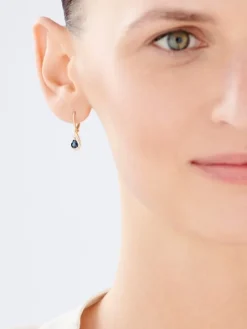 Kolczyki z żółtego złota z diamentami i szafirami - próba 585