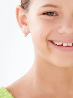 Kolczyki z żółtego złota z diamentami - kwiaty - 0,008 ct - próba 375