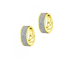 Kolczyki z żółtego złota z diamentami - koła - 0,32 ct - próba 585