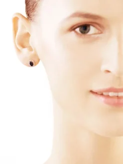 Kolczyki z żółtego złota z diamentami i szafirami - próba 585