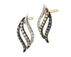 Kolczyki z żółtego złota z diamentami - 0,17 ct - próba 585