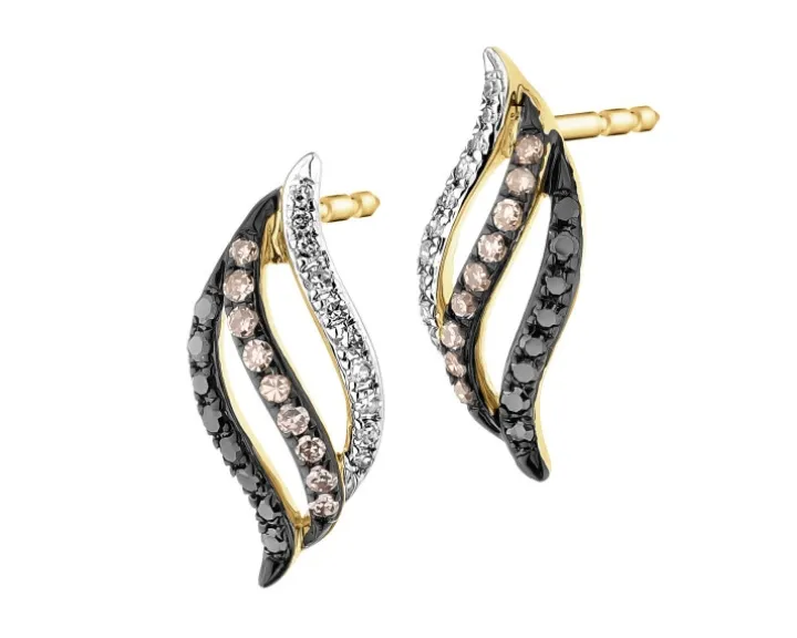 Kolczyki z żółtego złota z diamentami - 0,17 ct - próba 585