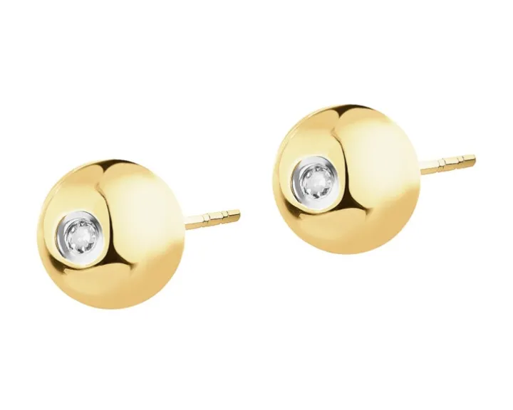 Kolczyki z żółtego złota z diamentami - 0,006 ct - próba 375