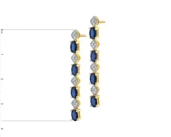 Kolczyki z żółtego złota z diamentami i szafirami - próba 585