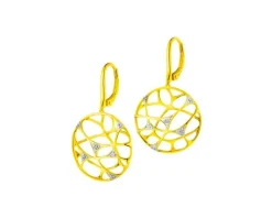 Kolczyki z żółtego złota z diamentami - 0,03 ct - próba 585