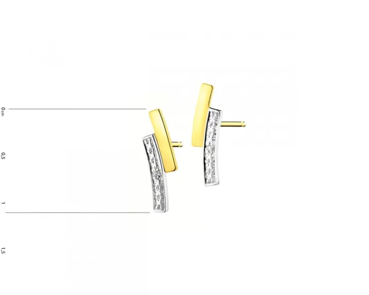 Kolczyki z żółtego złota z diamentami - 0,006 ct - próba 375