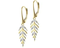 Kolczyki z żółtego złota z diamentami - 0,03 ct - próba 375