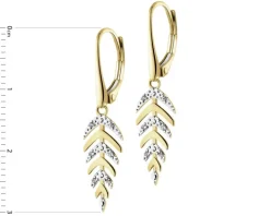 Kolczyki z żółtego złota z diamentami - 0,03 ct - próba 375