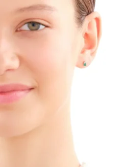 Kolczyki z żółtego złota z diamentami i szmaragdami syntetycznymi - próba 375