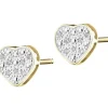 Kolczyki z żółtego złota z diamentami - serca - 0,02 ct - próba 375