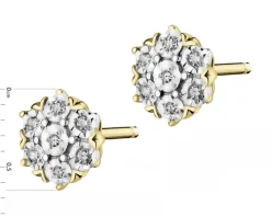 Kolczyki z żółtego  złota z diamentami - 0,04 ct - próba 375