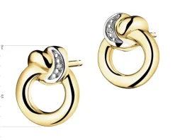 Kolczyki z żółtego złota z diamentami - kółka - 0,004 ct - próba 375