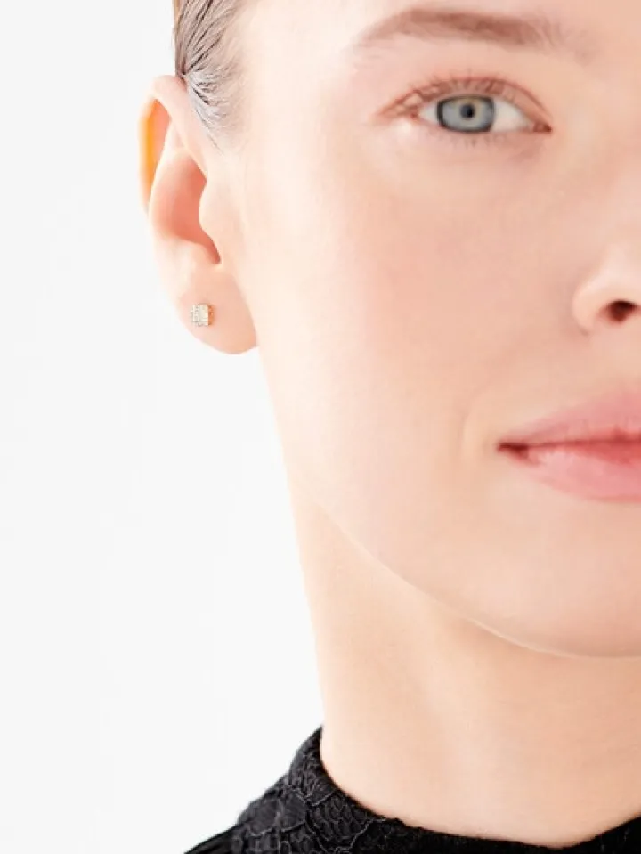 Kolczyki z żółtego złota z diamentami - 0,10 ct - próba 585