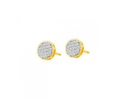 Kolczyki z żółtego złota z diamentami - 0,12 ct - próba 585