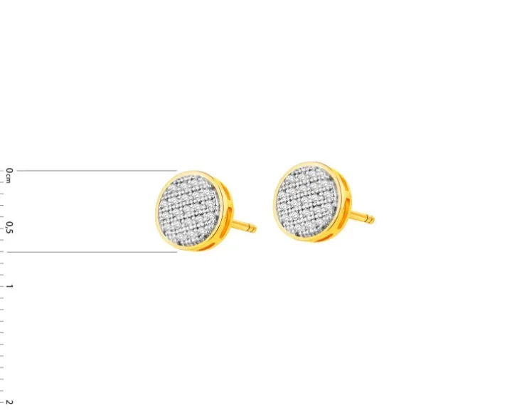 Kolczyki z żółtego złota z diamentami - 0,12 ct - próba 585