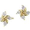 Kolczyki z żółtego złota z diamentami - 0,02 ct - próba 375