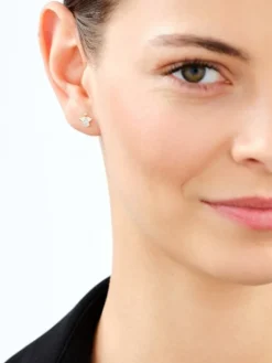 Kolczyki z żółtego złota z diamentami - aniołki - 0,01 ct - próba 375