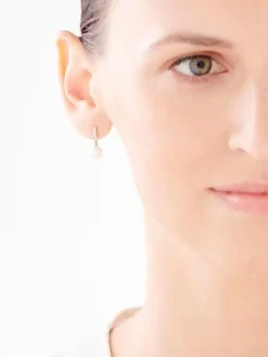 Kolczyki z żółtego złota z diamentami i perłami - próba 585