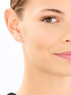 Kolczyki z żółtego złota z diamentami - kolibry - 0,02 ct - próba 375