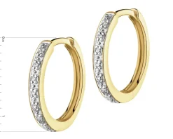 Kolczyki z żółtego złota z diamentami - koła - 0,04 ct - próba 375