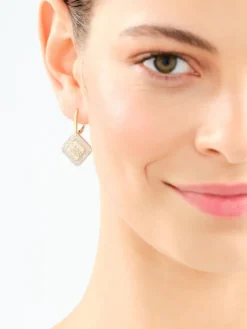 Kolczyki z żółtego złota z diamentami - 0,24 ct - próba 585