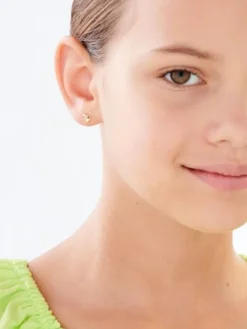 Kolczyki z żółtego złota z diamentami - koty - 0,01 ct - próba 375