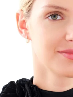 Kolczyki z żółtego złota z diamentami i perłami - próba 585