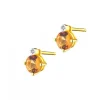 Kolczyki z żółtego złota z diamentami i cytrynami - próba 375
