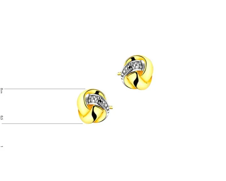 Kolczyki z żółtego złota z diamentami - 0,005 ct - próba 375