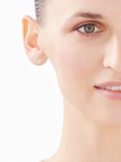 Kolczyki z żółtego złota z diamentami - 0,005 ct - próba 375