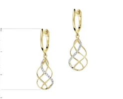 Kolczyki z żółtego złota z diamentami - 0,05 ct - próba 375