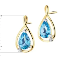Kolczyki z żółtego złota z diamentami i topazami - próba 585