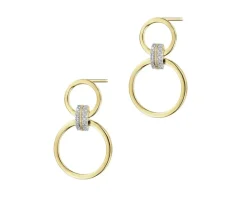 Kolczyki z żółtego złota z diamentami - koła - 0,10 ct - próba 375