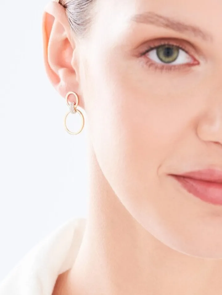 Kolczyki z żółtego złota z diamentami - koła - 0,10 ct - próba 375