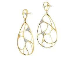 Kolczyki z żółtego złota z diamentami - 0,09 ct - próba 585