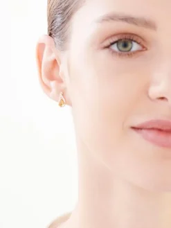 Kolczyki z żółtego złota z diamentami i cytrynami - próba 375