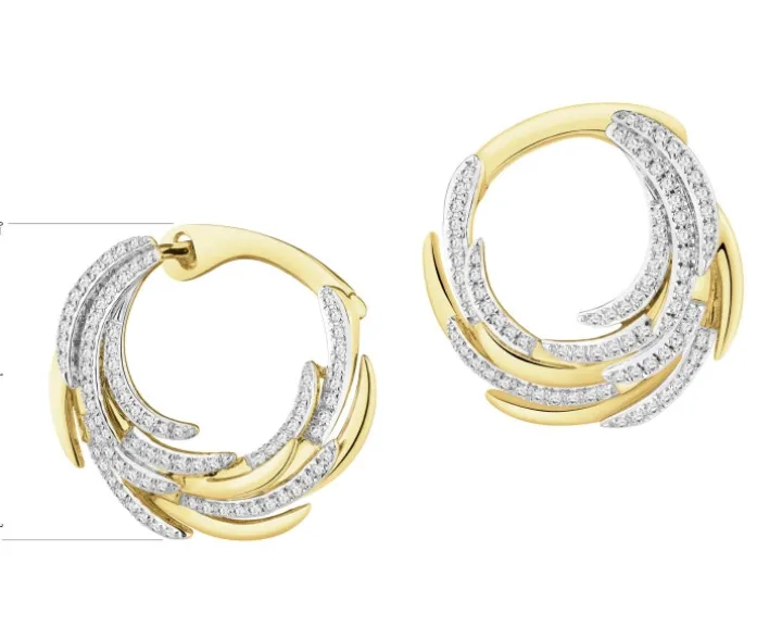 Kolczyki z żółtego złota z diamentami - 0,41 ct - próba 585