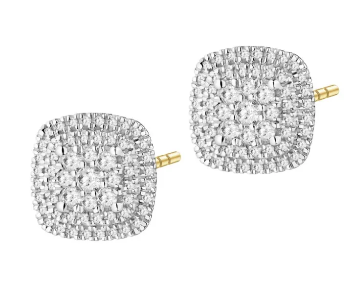 Kolczyki z żółtego złota z diamentami - 0,34 ct - próba 585