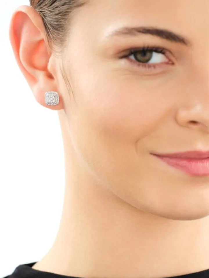 Kolczyki z żółtego złota z diamentami - 0,34 ct - próba 585