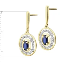 Kolczyki z żółtego złota z diamentami i szafirami - próba 585