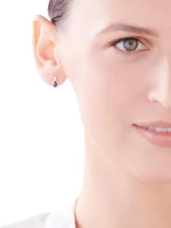 Kolczyki z żółtego złota z diamentami i szafirami - próba 585