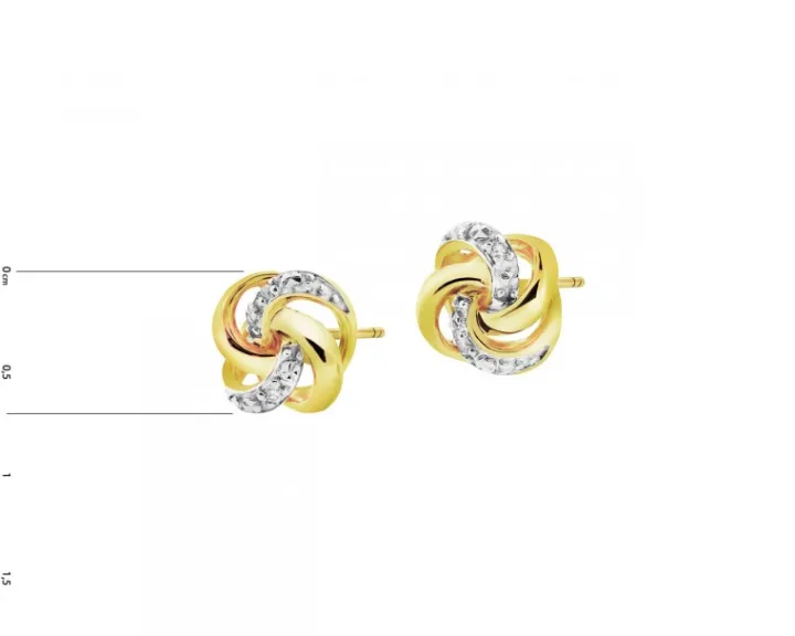 Kolczyki z żółtego złota z diamentami - 0,01 ct - próba 375