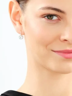 Kolczyki z żółtego złota z diamentami i topazami Sky Blue - próba 585