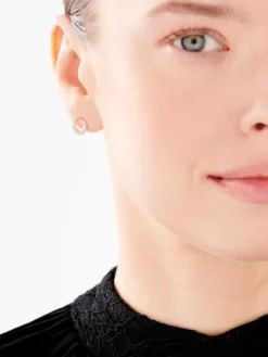 Kolczyki z żółtego złota z diamentami - koła - 0,10 ct - próba 585