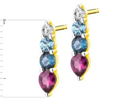 Kolczyki z żółtego złota z diamentami i kamieniami ozdobnymi - próba 585