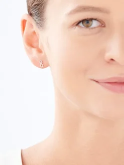 Kolczyki z żółtego złota z diamentami - nieskończoność - 0,01 ct - próba 375