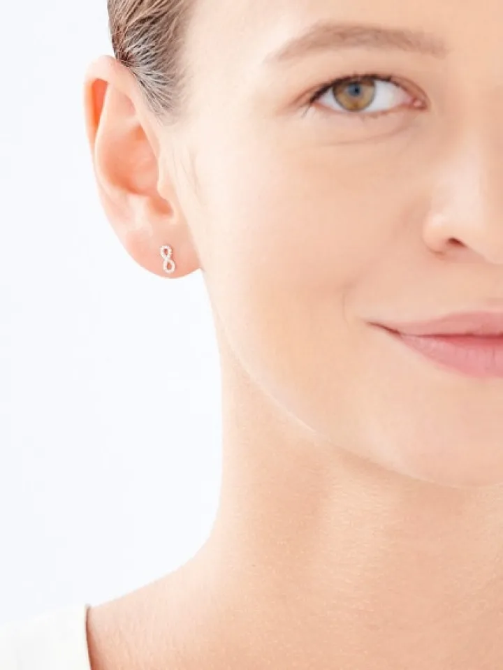 Kolczyki z żółtego złota z diamentami - nieskończoność - 0,01 ct - próba 375