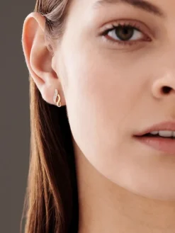 Kolczyki z żółtego złota z diamentami - 0,008 ct - próba 585